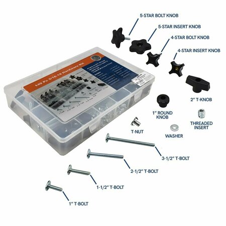 BIG HORN 149 Piece Universal T-Track & Jig Hardware Kit-5/16 Inch - 18 TPI 12621